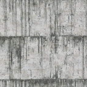 Galerie Air Collection Black Metallic Aged Concrete Textured Wallpaper Roll
