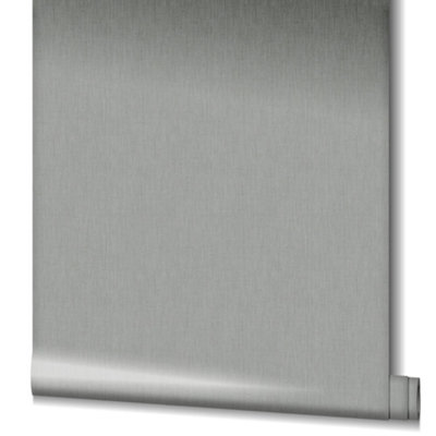Galerie Air Collection Grey Linen Effect Textured Wallpaper Roll