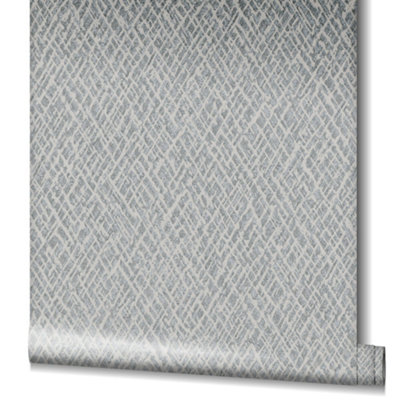 Galerie Air Collection Grey Metallic Crosshatch Effect Textured Wallpaper Roll