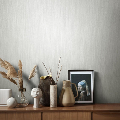 Galerie Air Collection Grey Slub Effect Textured  Wallpaper Roll