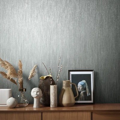 Galerie Air Collection Grey Waterfall Effect Sheen Textured Wallpaper Roll
