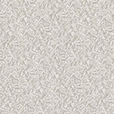 Galerie Air Collection White Leaves Sheen Textured Wallpaper Roll