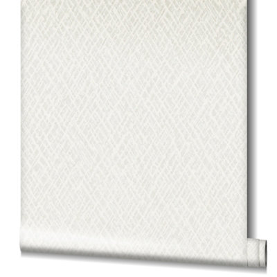Galerie Air Collection White Sheen Crosshatch Effect Textured Wallpaper Roll