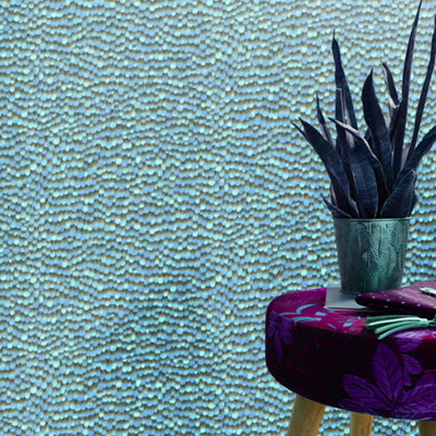 Galerie Amazonia Blue Feathers Smooth Wallpaper