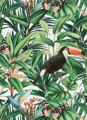 Galerie Amazonia Green Tropical Birds Smooth Wallpaper