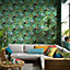 Galerie Amazonia Turquoise Multi-Coloured Tropical Birds Smooth Wallpaper
