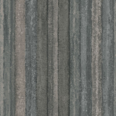 Galerie Ambiance Blue Black Grey Nomed Stripe Embossed Wallpaper