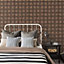 Galerie Ambiance Brown Copper Metallic Tile Embossed Wallpaper