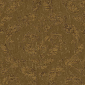 Galerie Ambiance Brown Gold In Lay Embossed Wallpaper