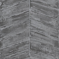Galerie Ambiance Charcoal Silver Chevron Embossed Wallpaper