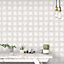 Galerie Ambiance Grey Off White Metallic Tile Embossed Wallpaper