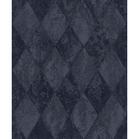 Galerie Ambiance Navy Blue Harlequin Texture Embossed Wallpaper