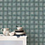Galerie Ambiance Teal Silver Metallic Tile Embossed Wallpaper