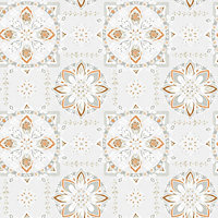 Galerie Anthologie grey orange white tile effect smooth wallpaper