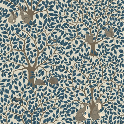 Galerie Apelviken 2 Beige Blue Floral Woodland Smooth Wallpaper