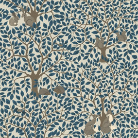 Galerie Apelviken 2 Beige Blue Floral Woodland Smooth Wallpaper