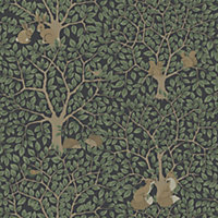 Galerie Apelviken 2 Black Green Floral Woodland Smooth Wallpaper