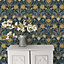 Galerie Apelviken 2 Blue Ochre Floral Woodland Smooth Wallpaper