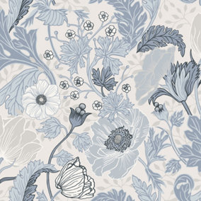 Galerie Apelviken 2 Blue Off White Floral Woodland Smooth Wallpaper