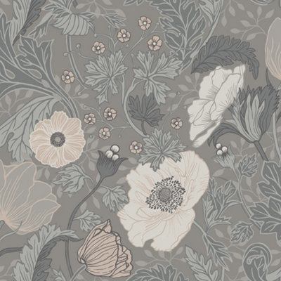 Galerie Apelviken 2 Blush Grey Floral Woodland Smooth Wallpaper