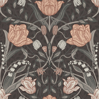 Galerie Apelviken 2 Brown Blush Floral Woodland Smooth Wallpaper