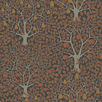 Galerie Apelviken 2 Brown Orange Floral Woodland Smooth Wallpaper