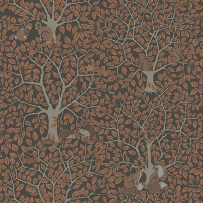 Galerie Apelviken 2 Brown Orange Floral Woodland Smooth Wallpaper