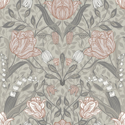 Galerie Apelviken 2 Greige Tan Floral Woodland Smooth Wallpaper