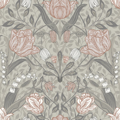 Galerie Apelviken 2 Greige Tan Floral Woodland Smooth Wallpaper