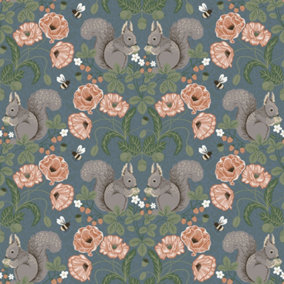 Galerie Apelviken 2 Mid Blue Floral Woodland Smooth Wallpaper