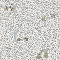 Galerie Apelviken 2 Off White Grey Floral Woodland Smooth Wallpaper