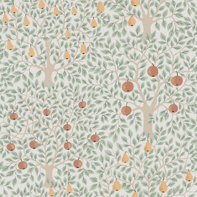 Galerie Apelviken 2 White Green Apples & Pears Smooth Wallpaper
