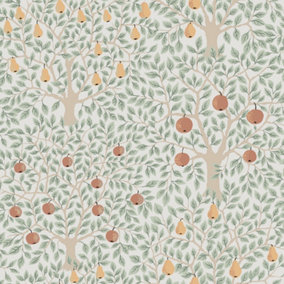 Galerie Apelviken 2 White Green Apples & Pears Smooth Wallpaper