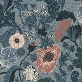 Galerie Apelviken Blue Pink Anemone Smooth Wallpaper