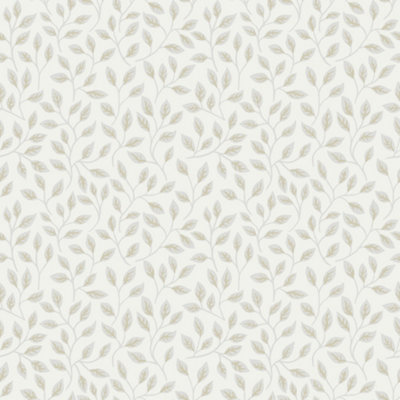 Galerie Apelviken Cream Silver Grey Leaf Trail Smooth Wallpaper