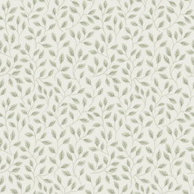 Galerie Apelviken Green White Leaf Trail Smooth Wallpaper