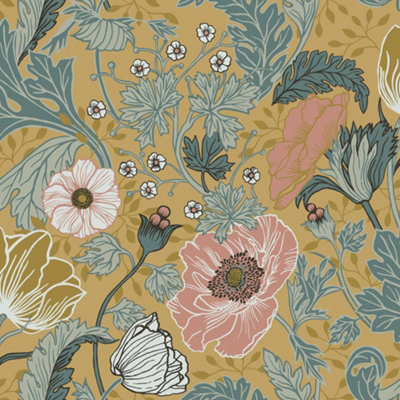 Galerie Apelviken Pink Yellow Blue Anemone Smooth Wallpaper Diy At B Q