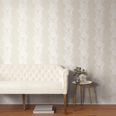 Galerie Arts and Crafts Beige Patterned Wallpaper DIY at B Q