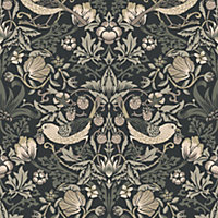 Galerie Arts and Crafts Black Patterned Wallpaper