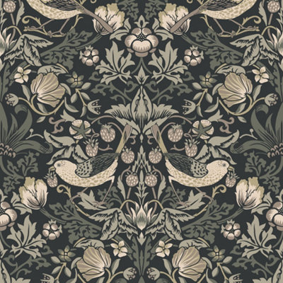 Galerie Arts and Crafts Black Patterned Wallpaper