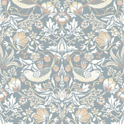 Galerie Arts and Crafts Blue Patterned Wallpaper