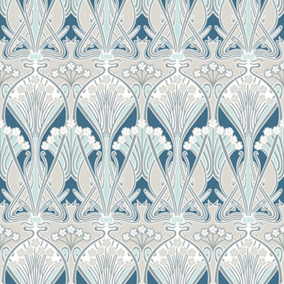 Galerie Arts and Crafts Blue Patterned Wallpaper