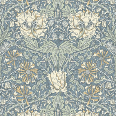 Galerie Arts and Crafts Blue Patterned Wallpaper