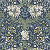 Galerie Arts and Crafts Blue Patterned Wallpaper