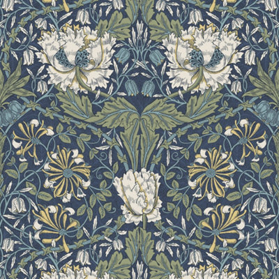 Galerie Arts and Crafts Blue Patterned Wallpaper