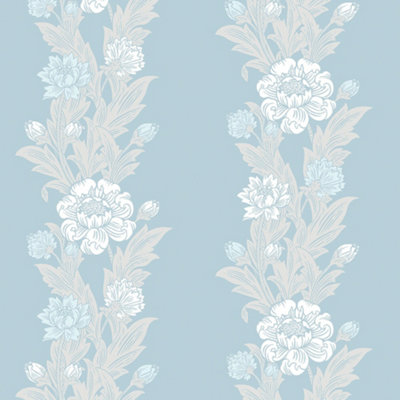 Galerie Arts and Crafts Blue Patterned Wallpaper DIY at B&Q