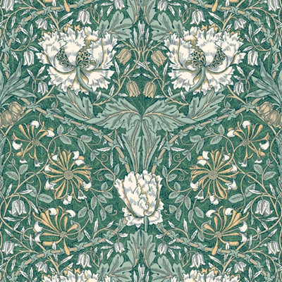 Galerie Arts and Crafts Green Patterned Wallpaper DIY at B&Q