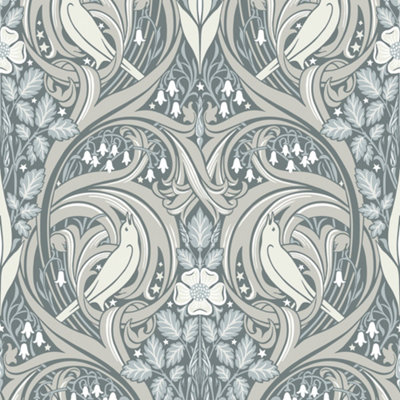 Galerie Arts and Crafts Grey Patterned Wallpaper DIY at B&Q