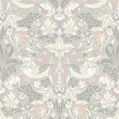 Galerie Arts and Crafts Grey Patterned Wallpaper