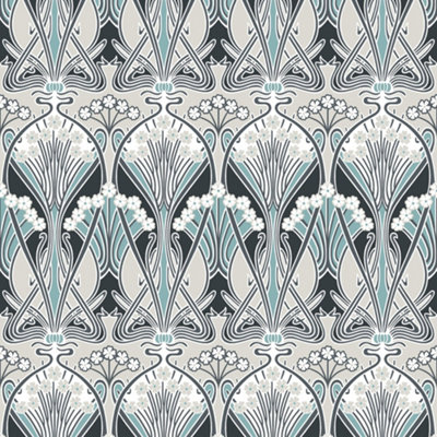 Galerie Arts and Crafts Grey Patterned Wallpaper DIY at B&Q